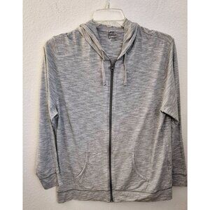 JMS Grey Cotton Blend Long Sleeve Zip Front Lightweight Hoodie Sweatshirt 2x EUC